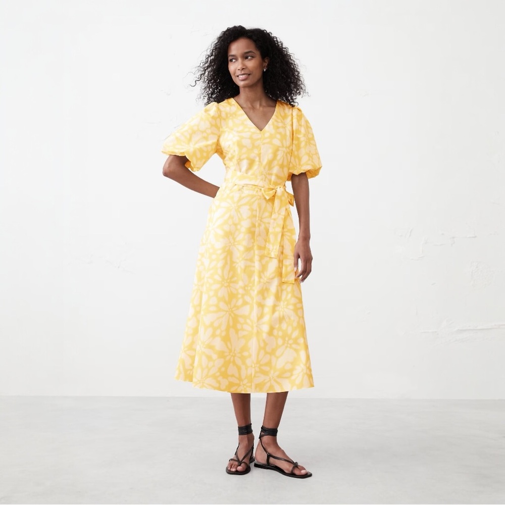 NWT Banana Republic Puff Sleeve Poplin Midi Dress‎ - Picture 3 of 6